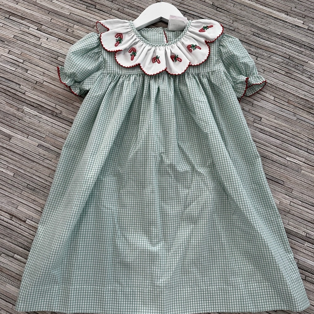 Charming Green Checkered Christmas Dress